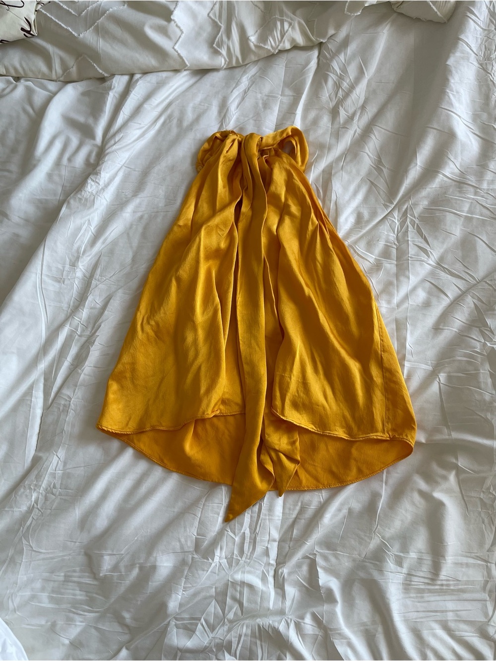 Zara Top // Mustard Yellow High-Low Tie-Waist Top